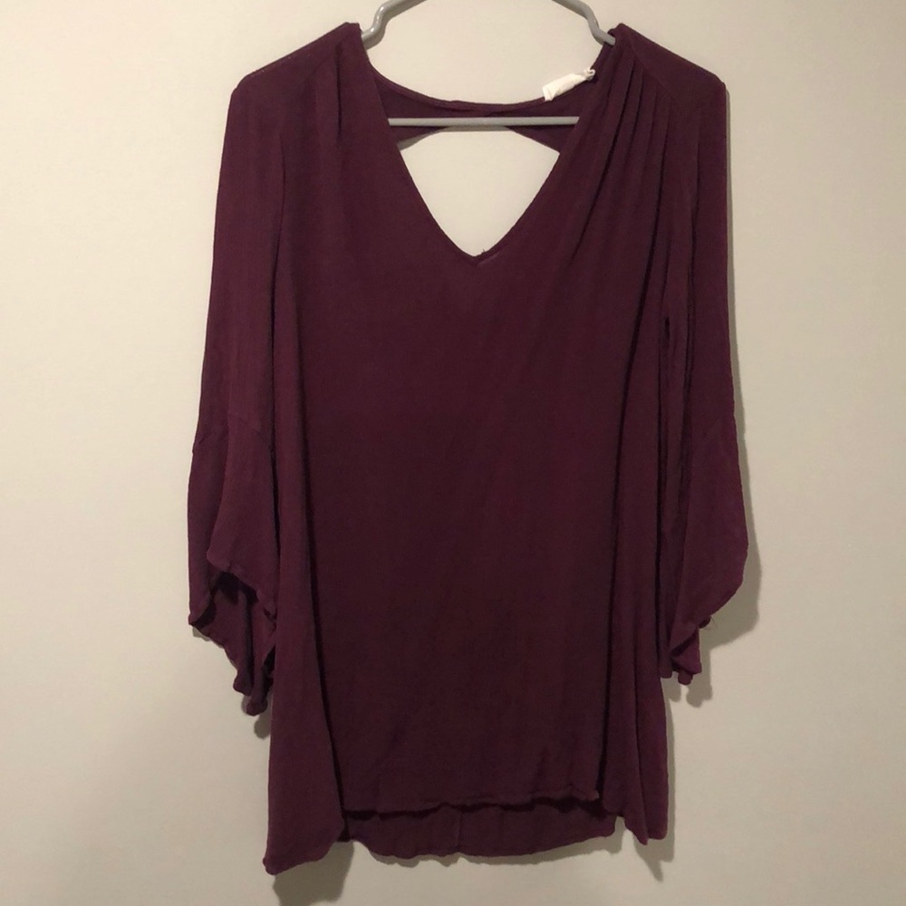 Lush plum size small bell sleeve dress